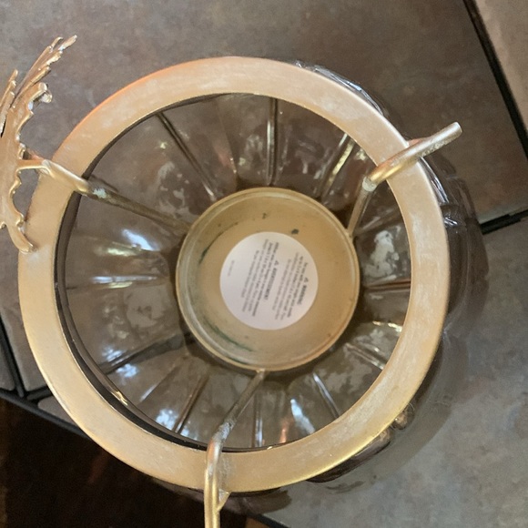 PIER 1. Glass Pumpkin With Removable Metal Pillar Candle Holder. - Picture 3 of 8